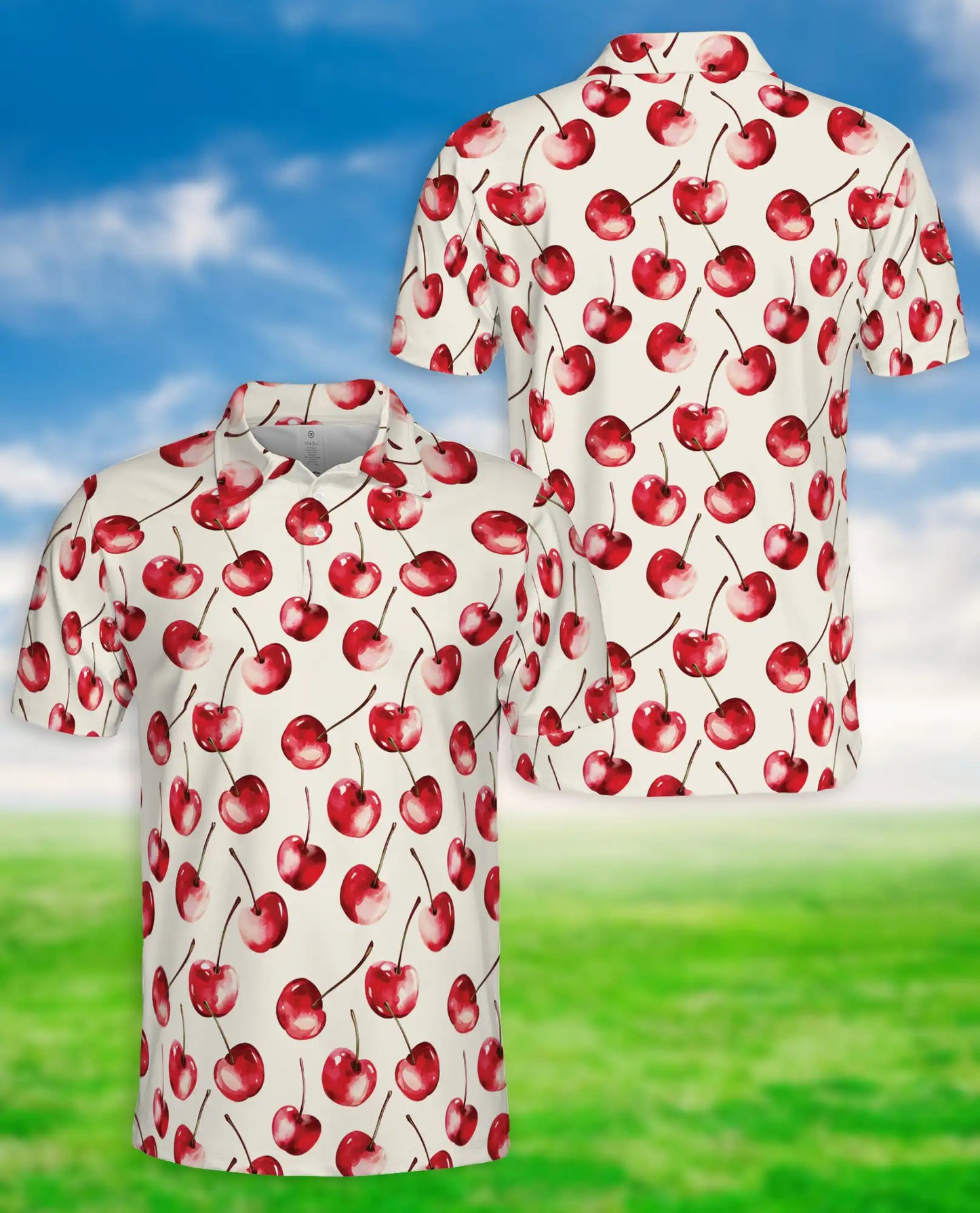 Cherry Pattern 3D Polo Shirt for Men – Cute Fruit Print Summer Style | Azhobbyshop