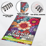 Floral Pattern Spiral Bound Coloring Book,  Embark on a Coloring Journey with 30 Intricate Flower Doodles for Relaxation and Inspiration