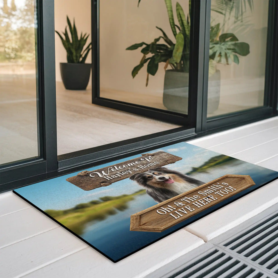 Personalized Lakeside Dog Doormat – Custom Pet & Family Name Mat