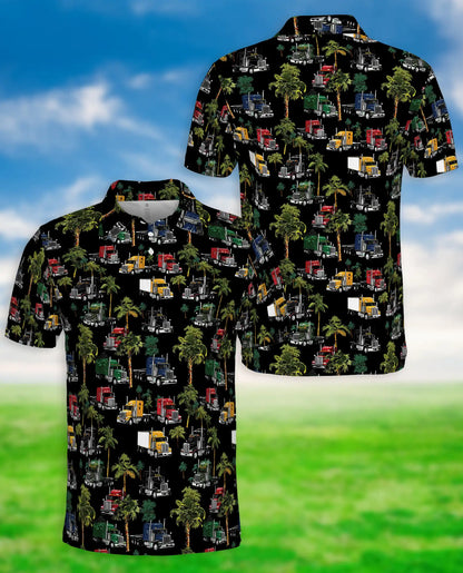 Semi Truck Tropical Palm Tree Polo Shirt | Azhobbyshop