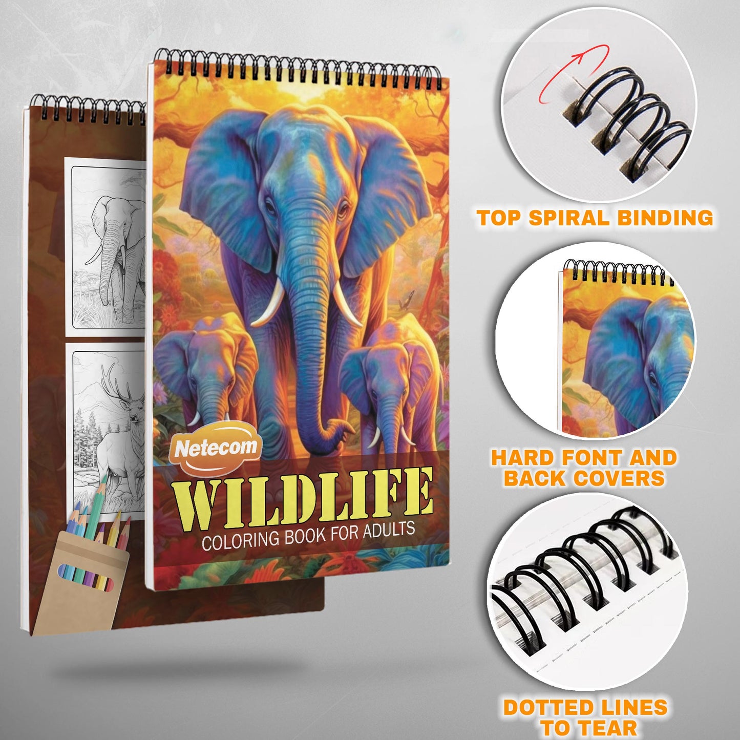 Wildlife Spiral Bound Coloring Book, Diverse Wildlife Scenes for a Nature-Inspired Coloring Experience, Ideal for Animal Lovers and Art Enthusiasts