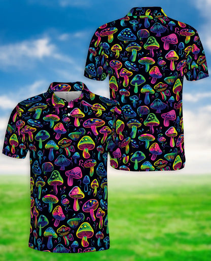 Neon Mushroom Psychedelic Pattern Polo Shirt | Azhobbyshop