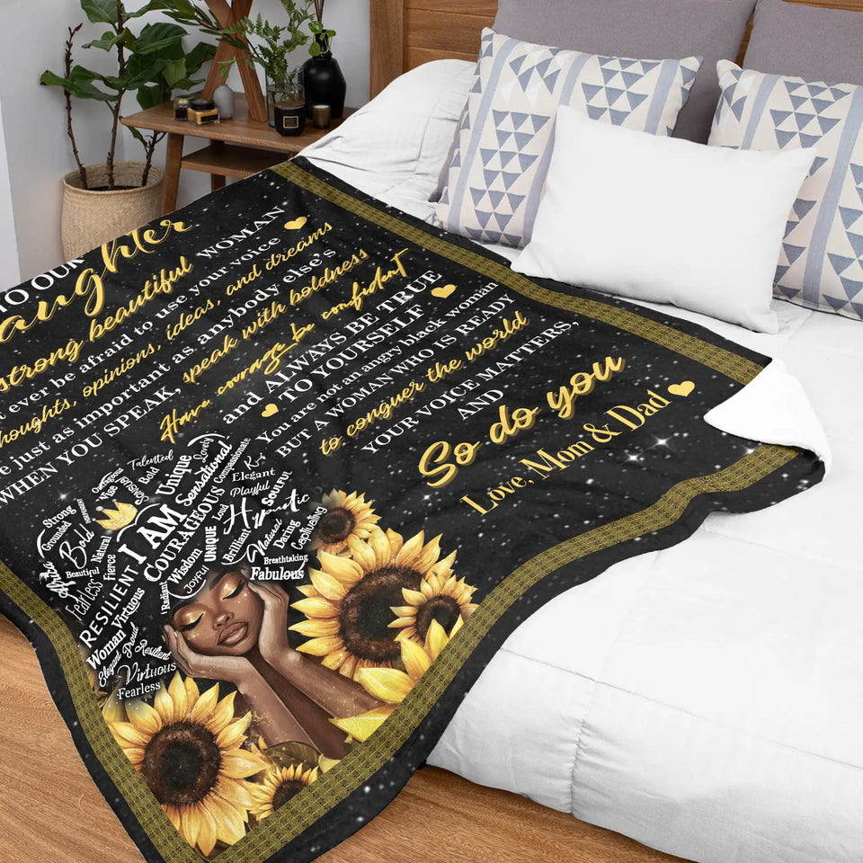 Personalized Daughter Sunflower Blanket – To Our Daughter Throw