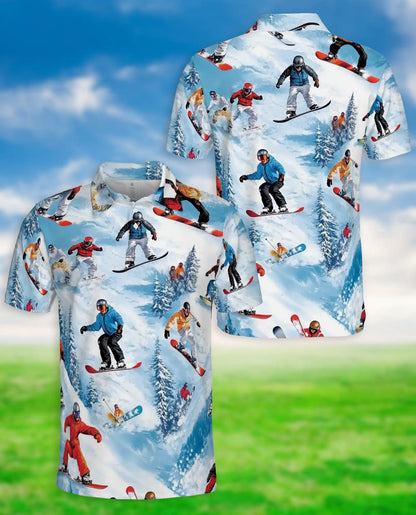 Snowboarding 3D Polo Shirt for Men – Winter Sport Mountain Style | Azhobbyshop