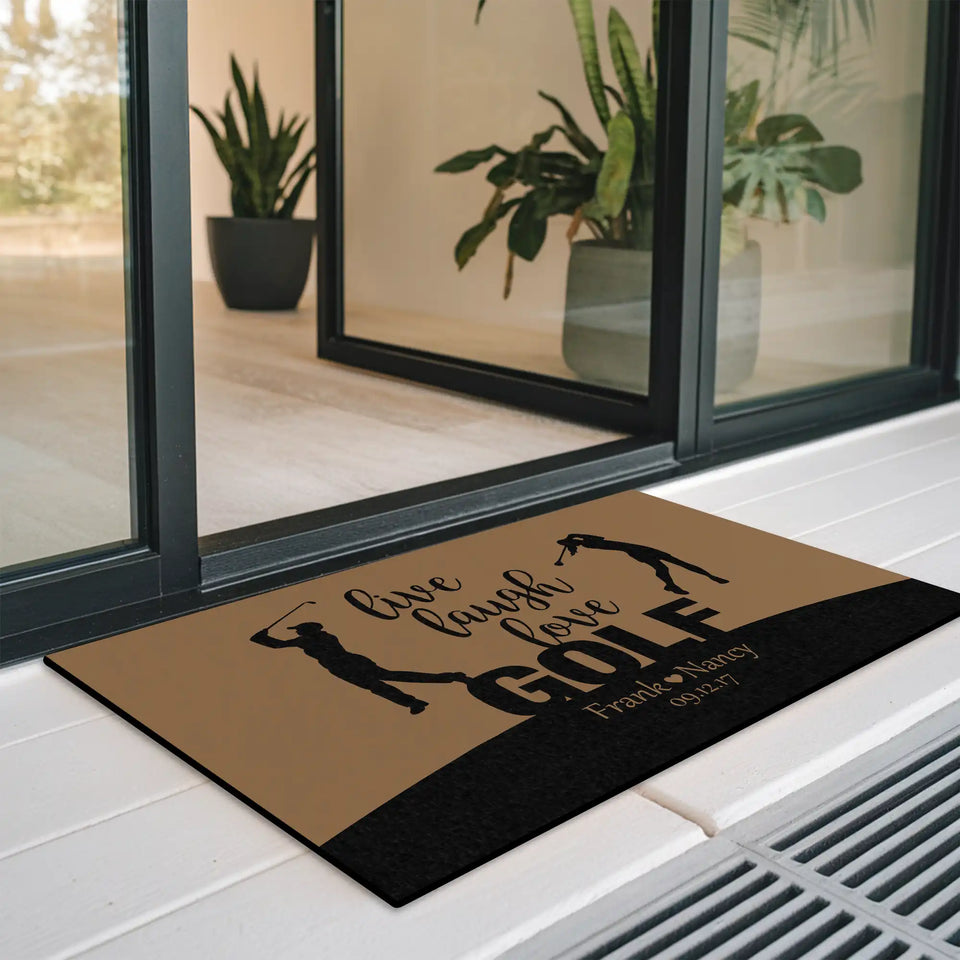 Personalized Golf Couple Doormat – Custom Names Anniversary Mat