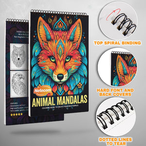 Animal Mandalas Spiral Bound Coloring Book, Intricate Animal Mandalas for Mindful Coloring, Ideal for Animal Lovers and Fans of Meditative Art