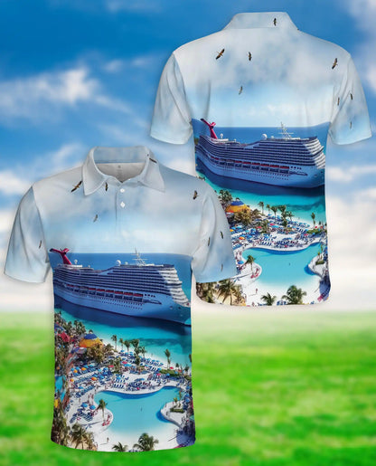 Cruise Ship Hawaiian 3D Polo Shirt for Men – Tropical Vacation Beach Style | Azhobbyshop