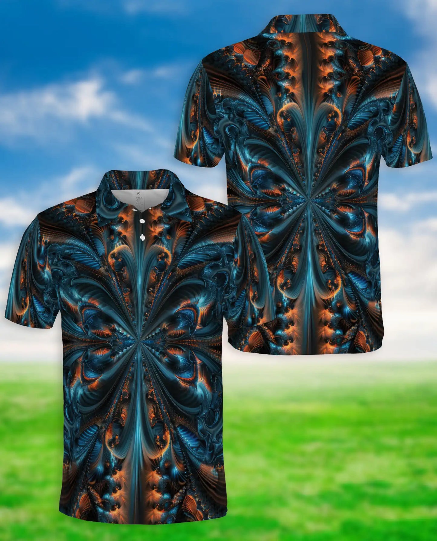 Fractal High Quality Polo Shirt – Premium Abstract Symmetry 3D Print | Azhobbyshop