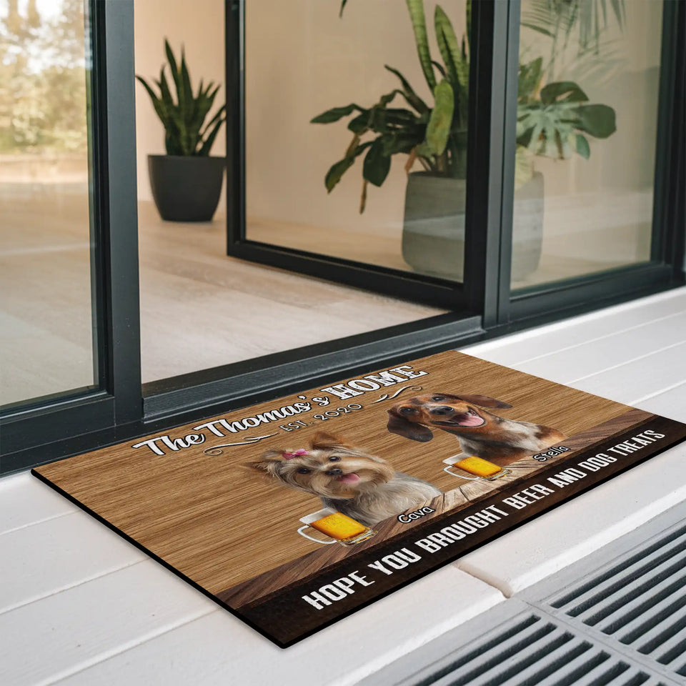 Personalized Rustic Dog Bar Doormat – Custom Family & Pet Mat