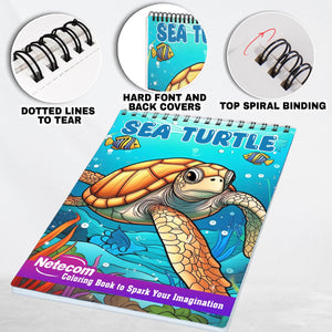 Sea Turtle Spiral Bound Coloring Book, Dive into 30 Calming Coloring Pages, Immersing Yourself in the Tranquil World of Sea Turtles and the Melodies of the Sea