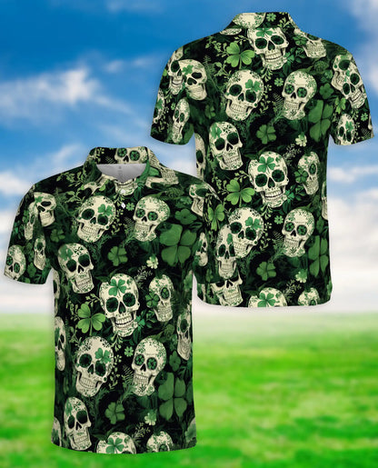 St. Patrick Skull Shamrock Polo Shirt | Azhobbyshop
