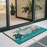 Personalized Beach House Doormat – Custom Family Name Turtle Mat