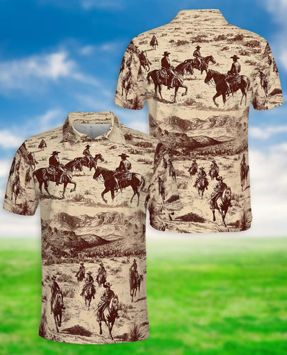 Western Cowboy 3D Polo Shirt for Men – Vintage Style | Azhobbyshop