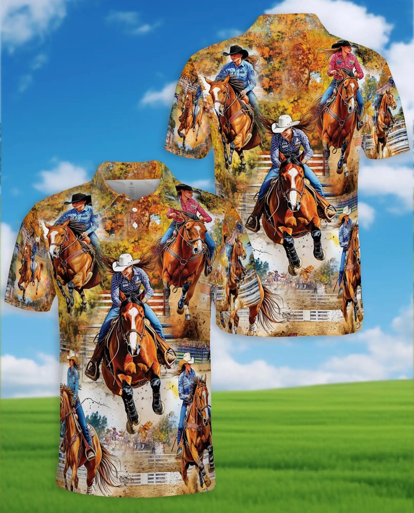 Cowgirl Rodeo Polo Shirt- Horse Riding Western Style | Azhobbyshop