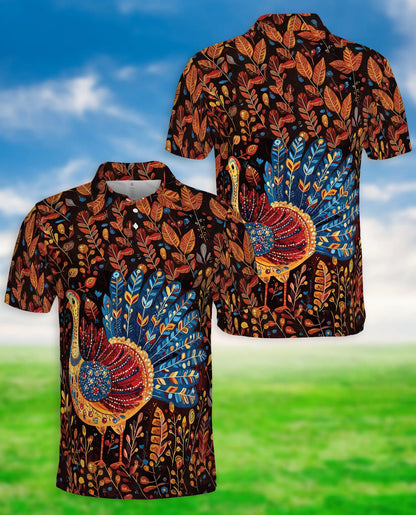 Turkey Autumn Polo Shirt – Fall Harvest Thanksgiving 3D Graphic | Azhobbyshop