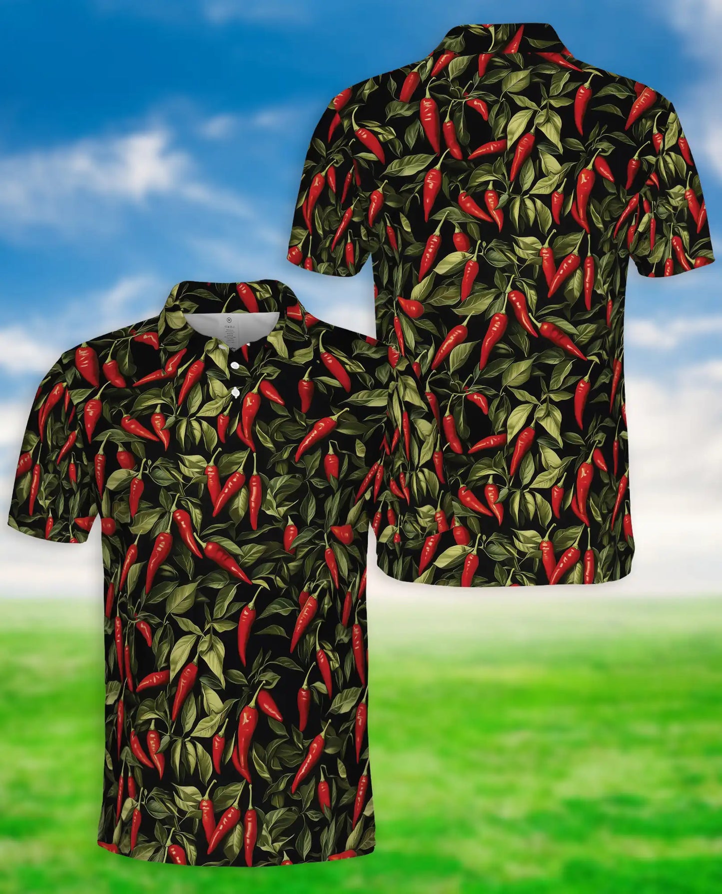 Spicy Chili Pepper 3D Polo Shirt for Men – Bold Food Lover Gift | Azhobbyshop