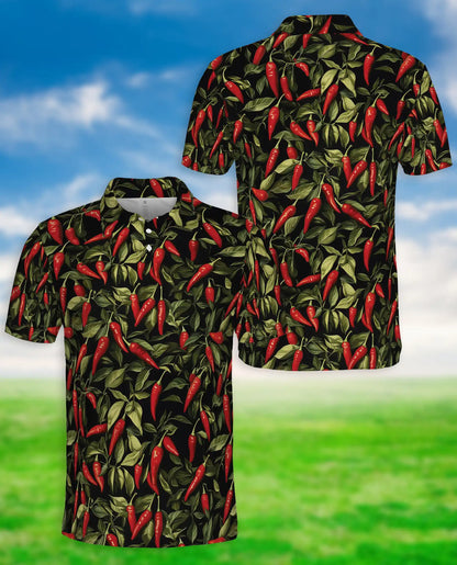 Spicy Chili Pepper 3D Polo Shirt for Men – Bold Food Lover Gift | Azhobbyshop