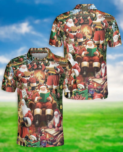 Santa Claus Christmas 3D Polo Shirt for Men – Festive Holiday Gift Style | Azhobbyshop