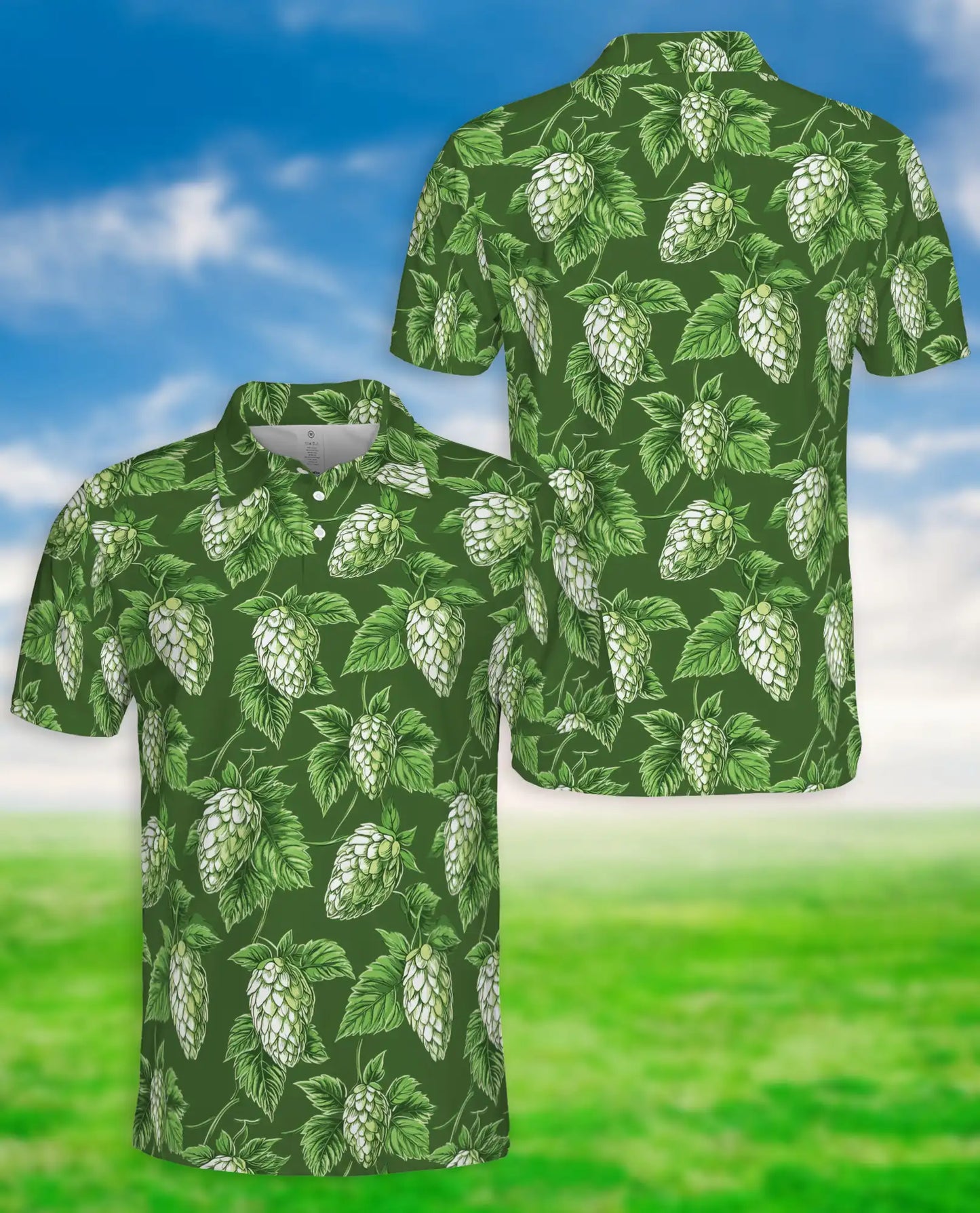Hop Beer Hawaiian Polo Shirt – Green Hops Brewery Pattern Shirt | Azhobbyshop