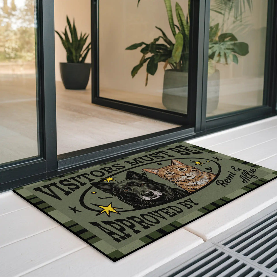 Personalized Vintage Pet Doormat – Custom Dog & Cat Portrait Mat