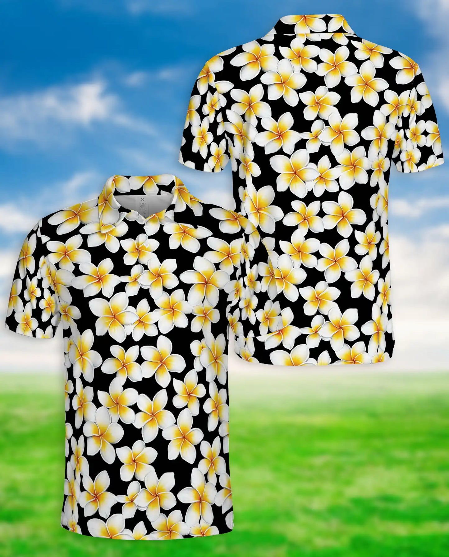 Yellow Plumeria Floral Polo Shirt | Azhobbyshop