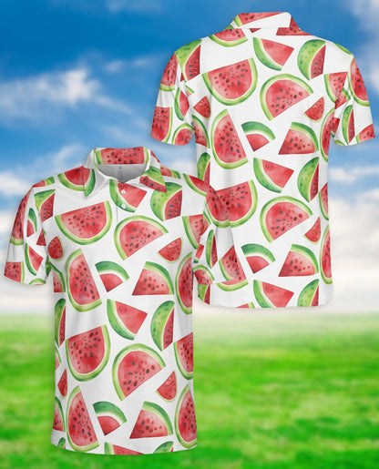 Watermelon Slice 3D Polo Shirt for Men – Fresh Summer Fruit Pattern | Azhobbyshop