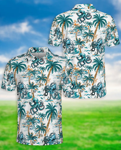 Octopus Tropical 3D Polo Shirt for Men – Hawaiian Style | Azhobbyshop