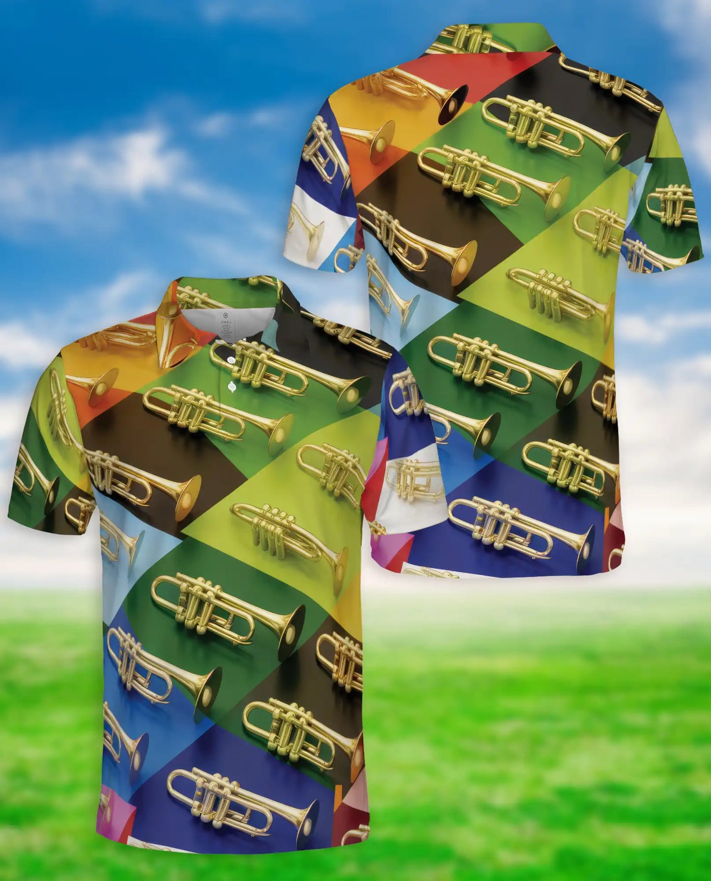 Trombone Pattern Musician Polo Shirt | Azhobbyshop