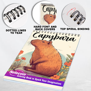 Capybara Spiral Bound Coloring Book, Discover 30 Serene Coloring Pages, Depicting Capybaras Enjoying the Water and Surrounding Wildlife