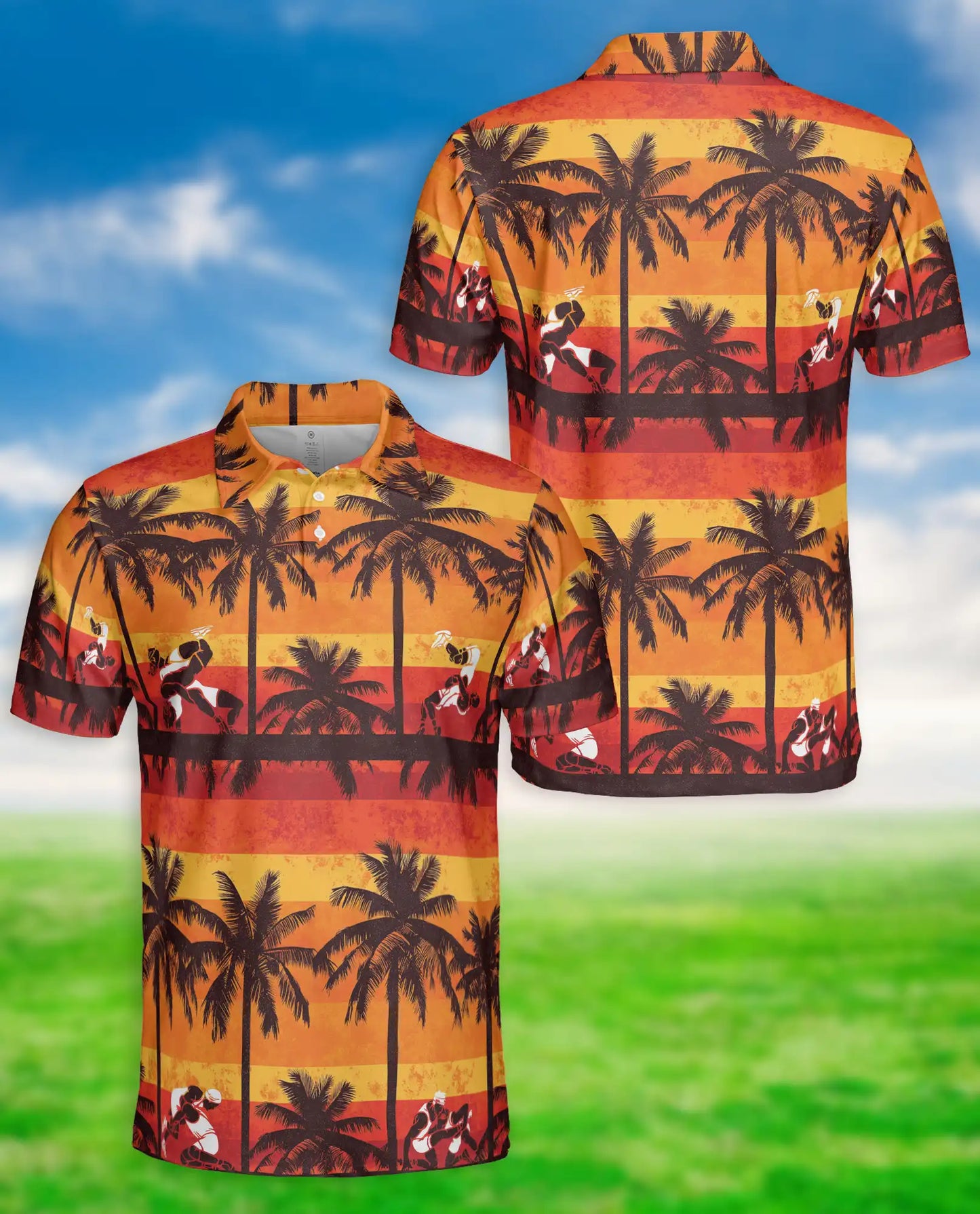 Wrestling Hawaiian 3D Polo Shirt for Men – Sunset Tropical Beach Style | Azhobbyshop