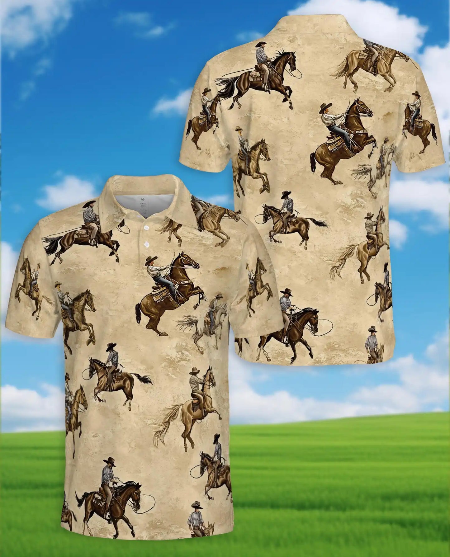 Brown Horse Western Cowboy Polo Shirt | Azhobbyshop