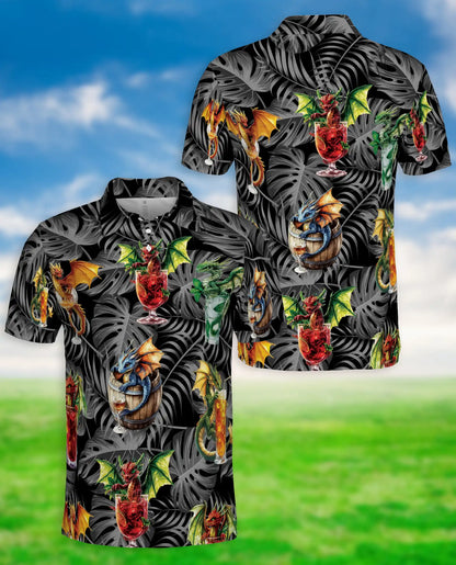 Dragon Cocktail Polo Shirt -Tropical Fantasy Party Style | Azhobbyshop