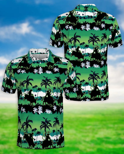 Cowboy Tropical Polo Shirt – Rodeo Palm Tree Western Print | Azhobbyshop