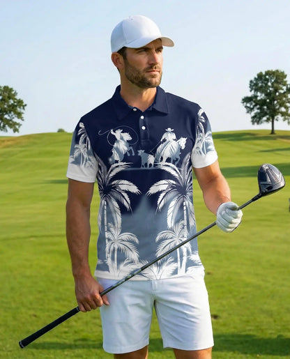 Cowboy Western 3D Polo Shirt for Men – Ranch Rodeo Tropical Style | Azhobbyshop