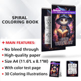 Cute Witch's Cat Spiral Bound Coloring Book, Embark on a Coloring Journey with 30 Enchanting Pages, Where Cute Witch's Cats Come to Life.