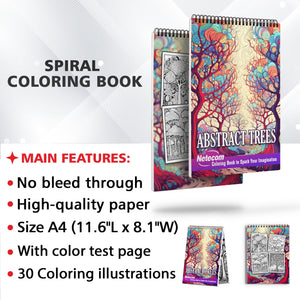 Abstract Trees Spiral Bound Coloring Book, Capture the Essence of Abstract Artistry with 30 Striking Coloring Pages for Coloring Aficionados to Bring Out the Creativity, Emotion, and Individuality of Abstract Trees