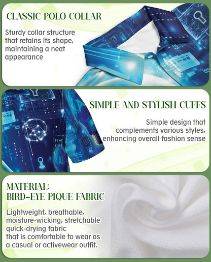 Technology 3D Polo Shirt for Men – Futuristic Digital Brain Cyber Style | Azhobbyshop