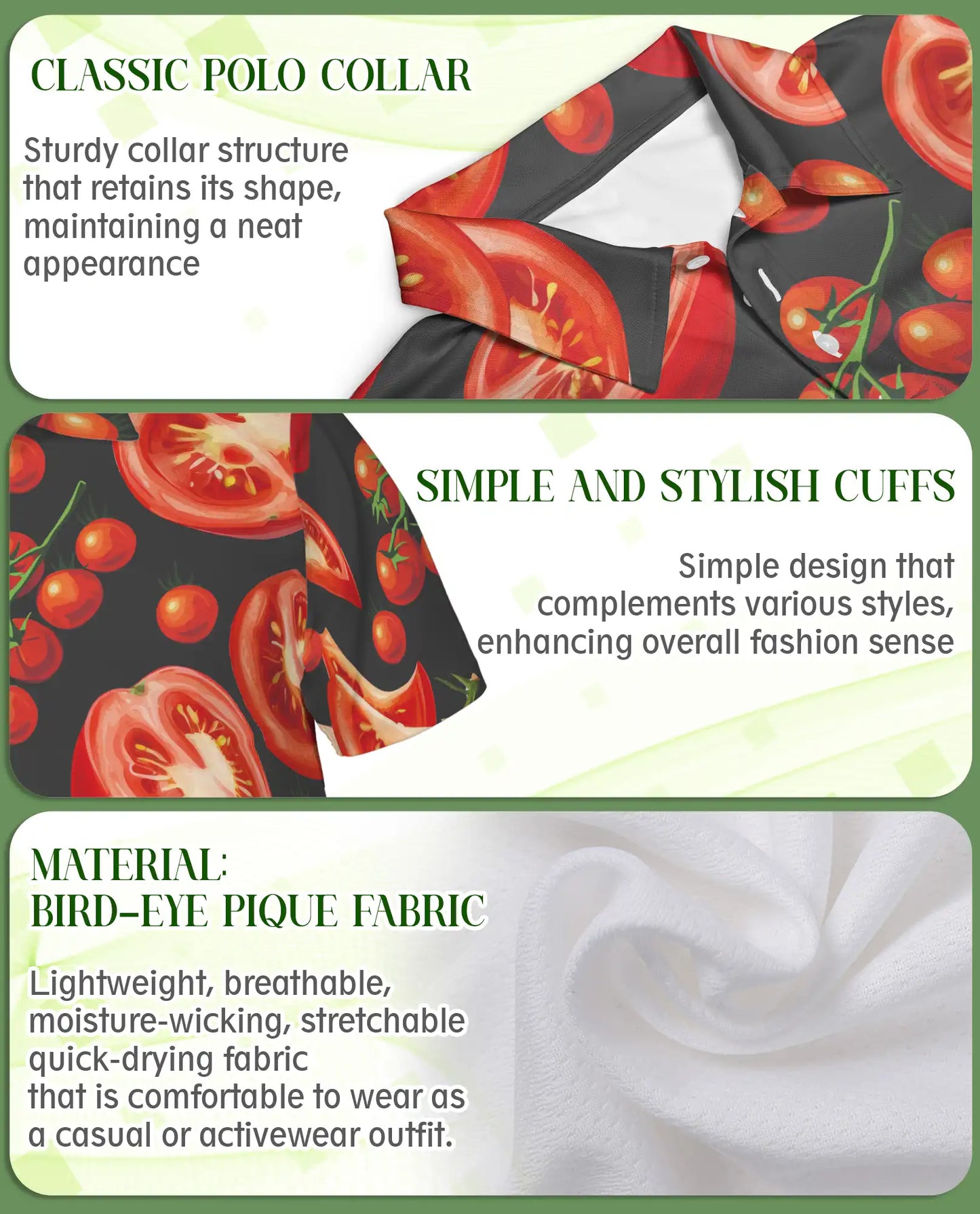 Tomato Polo Shirt -Funny Food Print Fresh Veggie Shirt | Azhobbyshop