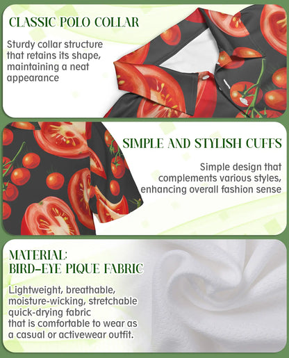 Tomato Polo Shirt -Funny Food Print Fresh Veggie Shirt | Azhobbyshop