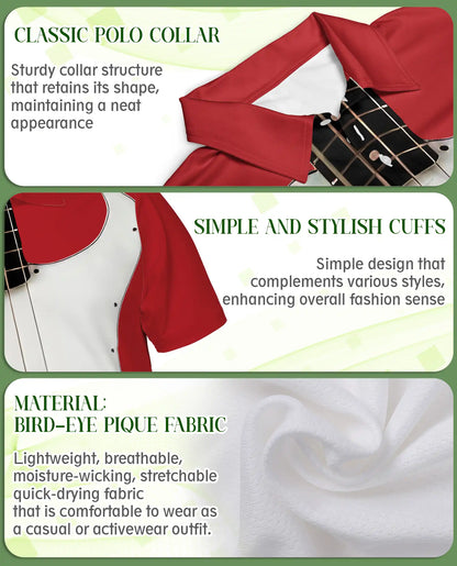 Bass Guitar 3D Polo Shirt for Men – Red Electric Music Style | Azhobbyshop