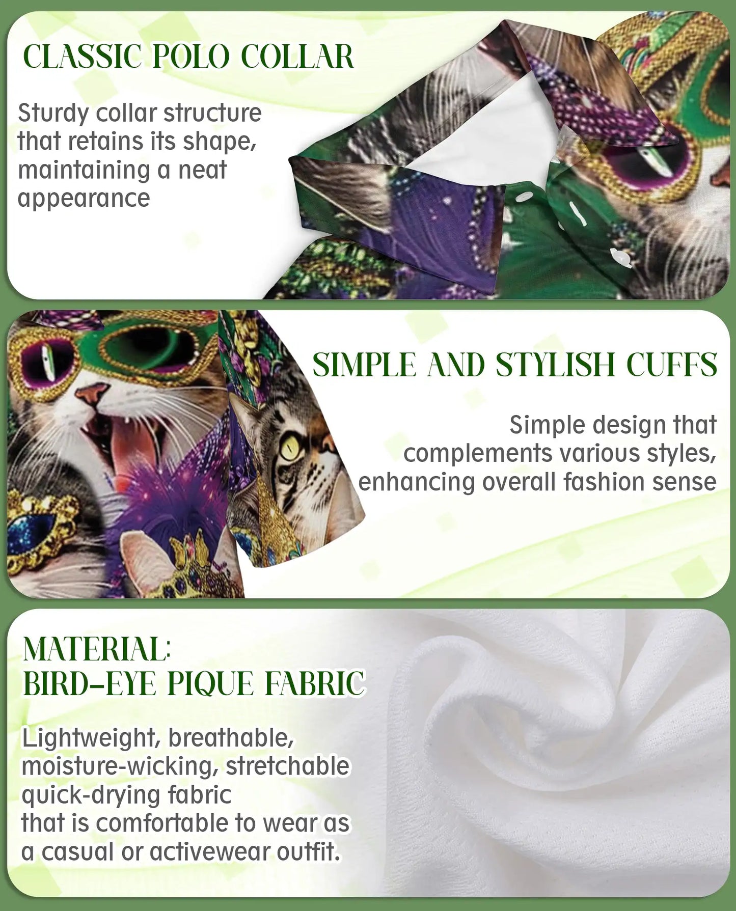 Cats Mardi Gras Mask Polo Shirt | Azhobbyshop