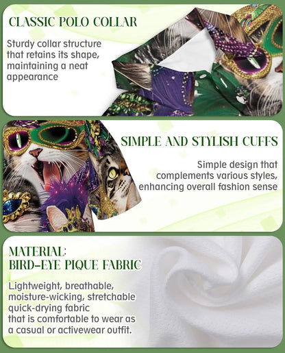 Cats Mardi Gras Mask Polo Shirt | Azhobbyshop