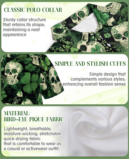 St. Patrick Skull Shamrock Polo Shirt | Azhobbyshop