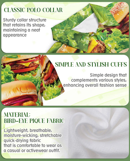 Burger 3D Polo Shirt for Men – Funny Fast Food Style | Azhobbyshop
