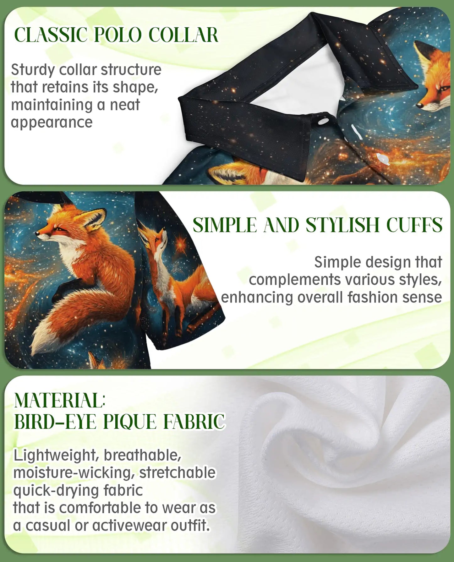Galaxy Fox Polo Shirt – Cosmic Space Fox Print All Over | Azhobbyshop