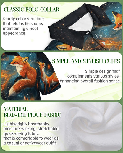 Galaxy Fox Polo Shirt – Cosmic Space Fox Print All Over | Azhobbyshop