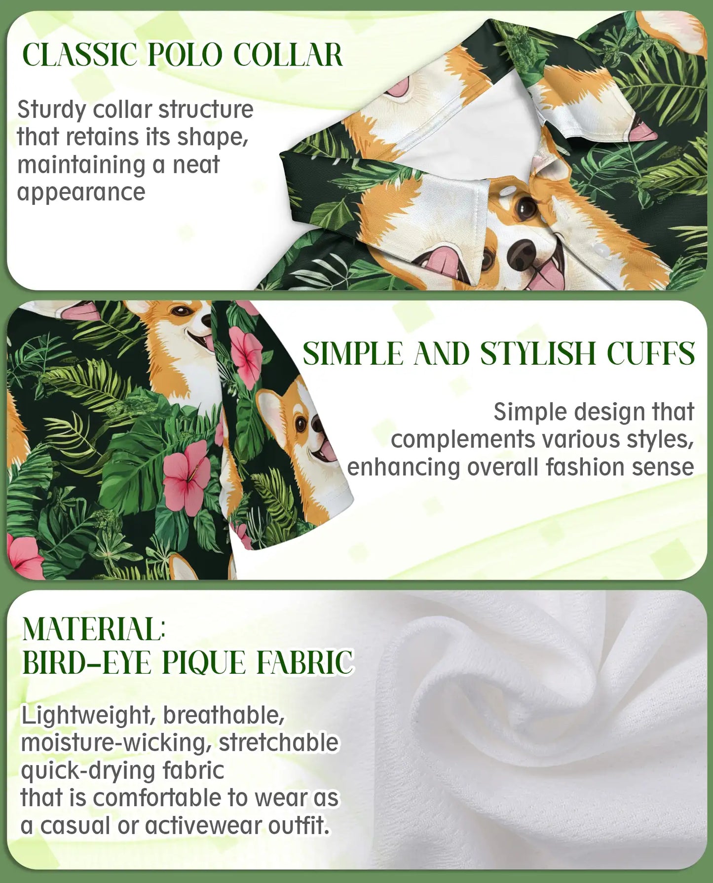 Corgi Love Flower Polo Shirt- Cute Dog Tropical Floral Shirt | Azhobbyshop