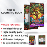 Stained Glass Plants Spiral Bound Coloring Book, Capture the Essence of Translucent Beauty with 30 Striking Coloring Pages for Coloring Aficionados to Bring Out the Luminosity, Detail, and Serene Atmosphere of Stained Glass Plant Art