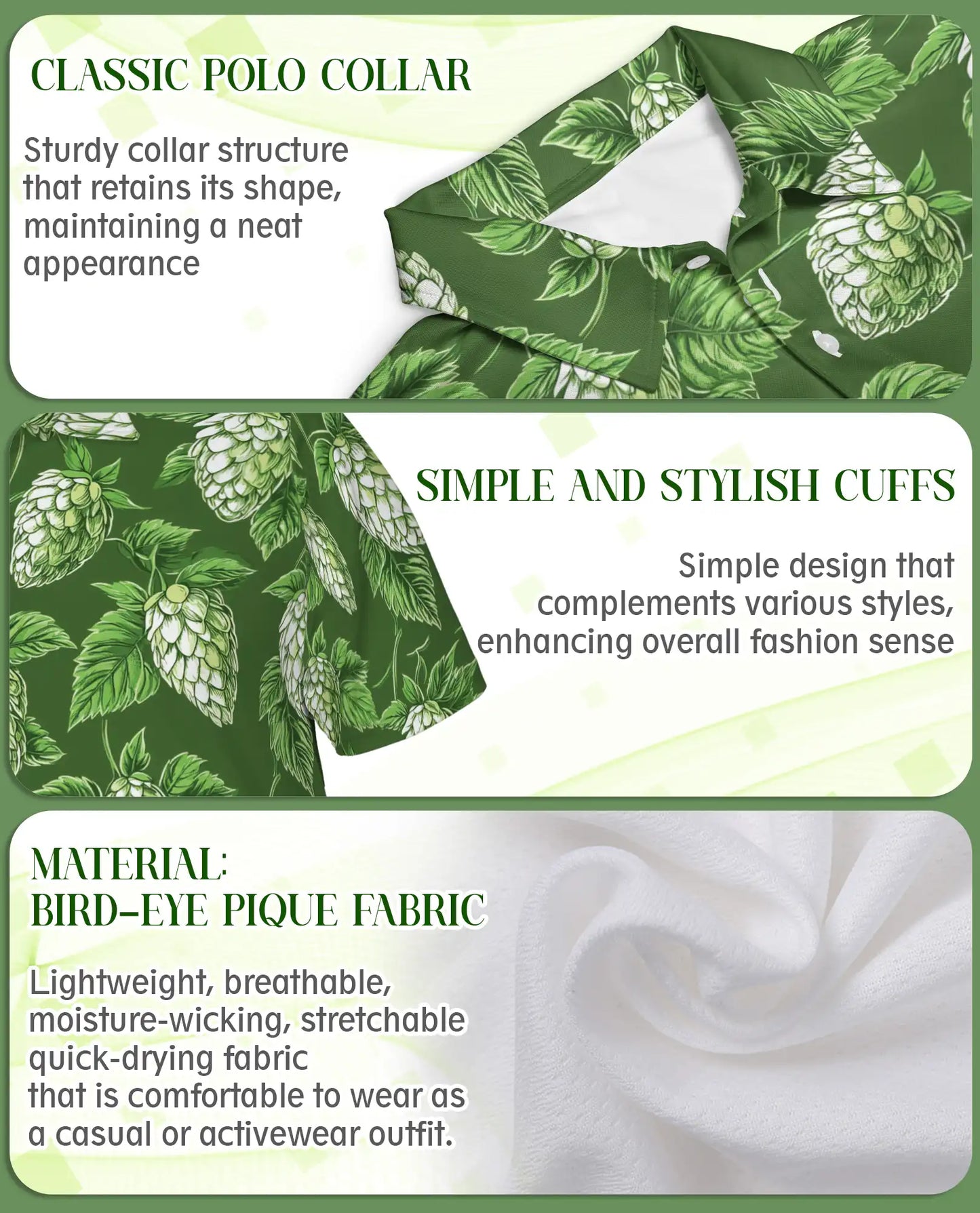Hop Beer Hawaiian Polo Shirt – Green Hops Brewery Pattern Shirt | Azhobbyshop