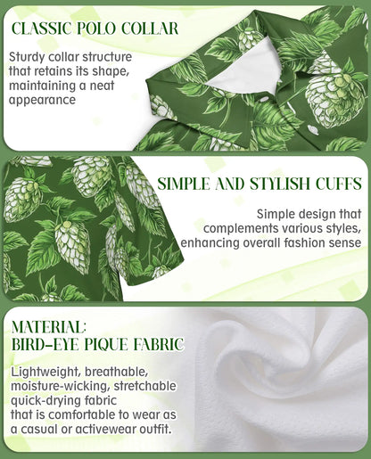 Hop Beer Hawaiian Polo Shirt – Green Hops Brewery Pattern Shirt | Azhobbyshop